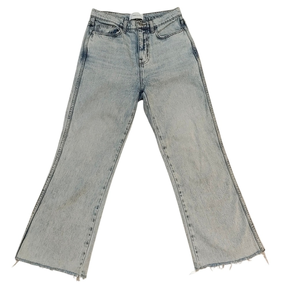 Current/Elliott High Waist Wide Leg Raw Hem Jeans Light Wash Denim Pants Size 26
